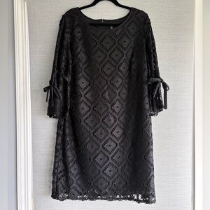 NWOT Black Lace Dress with Tie-Sleeves